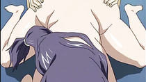 Anime nurse taking both cock and strapon