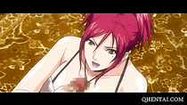 Curvy Anime maid watching couple fucking