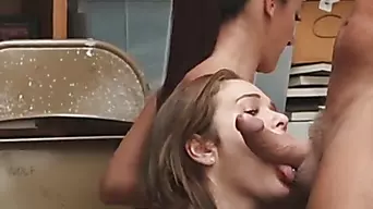 Sexy brunette mom and daughter caught and fucked for stealing