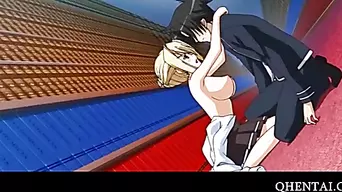 Blonde hentai girl fucked on the library floor