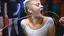 Kinky blonde slut has a fetish for studs pissing on her bukkake style