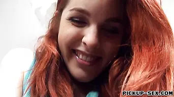 Redhead Czech girl facialed for money