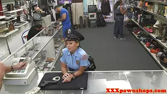 Latina policewoman flashing bigass for cash