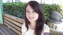 Petite teen eats cum load