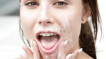 Teen Aidra Fox get face covered with cum from a huge cock