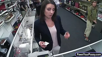 Customers wife fucked at the pawnshop