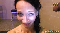 Fetish slut drinks piss