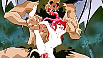 Redhead anime cutie giant monster bat fucked
