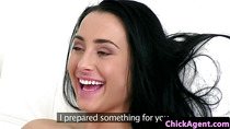 Lesbian casting agent strapon fucks auditioning beauty