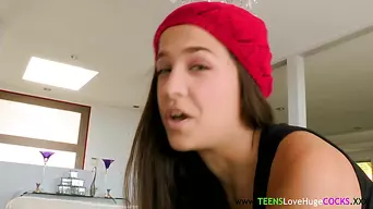 Booty teen facialized after sucking bigcock
