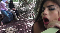 Amazing threesome in military jungle camp