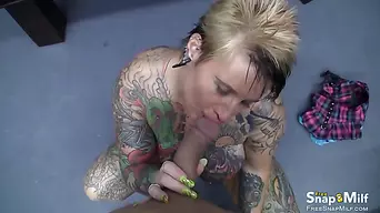Tattooed Milf Gets Pierced Pussy Banged