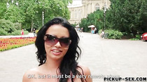 Two busty Eurobabes threesome in public
