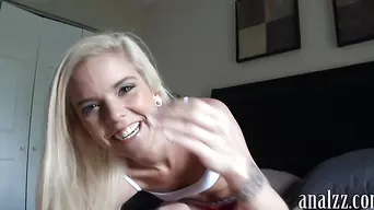 Skinny teen blonde girlfriend takes cock in her asshole
