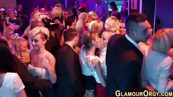 Bride sucks dick at party