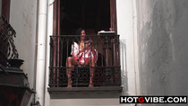 Squirting Outdoors On The Balcony