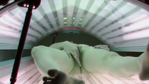 Slow Pussy Masturbation in Solarium Tube