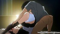 Hot anime maid takes in fat cock