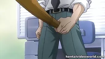 Big stick in anime school girls ass