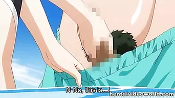 Anime swimsuit girl has sex on the beach