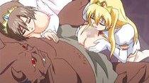 Two hentai girls sharing a monster anime cock