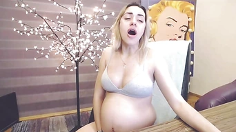 Pregnant blonde on cam earning pocket money