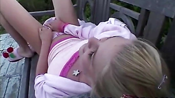 Little Summer Fingering her tight Pussy outdoor