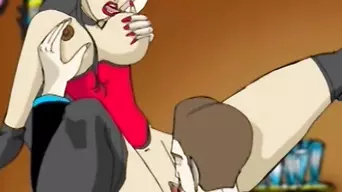 Busty cartoon slut gets pussy licked