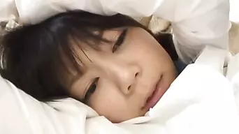 Sweet and innocent schoolgirl Minami Asaka pussy eaten