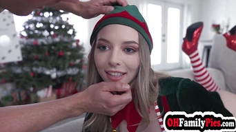 Teen elves Lily Larimar and Molly Little gave a tight present to stepbro