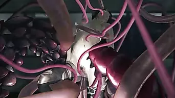 Sexy 3D hentai brutally poked all hole by tentacles