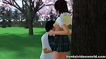 Raunchy hentai outdoor fucking from hot couple