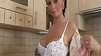 Whore exposes huge boobs