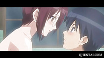 Hentai couple fucking with lust in the shower