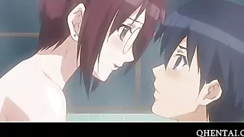 Hentai couple fucking with lust in the shower