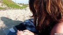 Pretty brunette amateur sucks and fucks at the beach