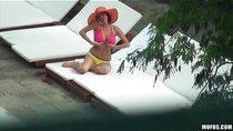 Stunning brunette with a perfect pair of natural-tits tries anal sex