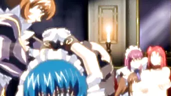 Chained hentai maid gets ass injection with an enema