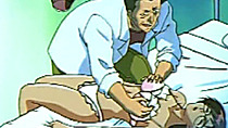 Naughty anime doctor squeezed her patient tits