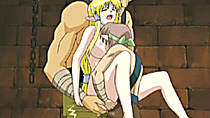 Cute hentai Elf double penetration in the dungeon