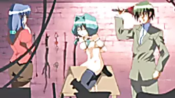 Cute hentai gets chained and whipped hard