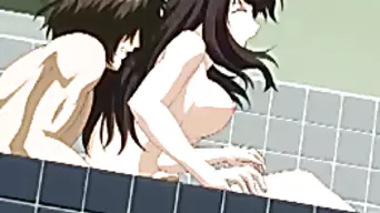 Hot bigboobs hentai sucking cock and fucking in the bathtub