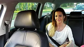 Busty euro amateur gets rammed in taxi and receives spermy cumshot