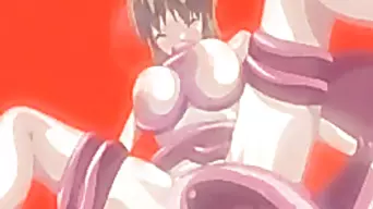 Busty hentai cutie brutally tentacles poking