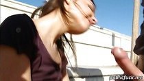 Russian brunette hottie Penelope banged in soccer fields
