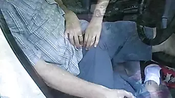 Horny blowjob in the car from lewd prostitute