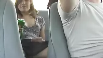 Kinky pick up chick masturbates on back seat