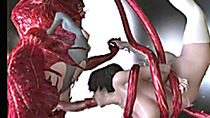 3D anime caught by monster tentacles and sucked bigcock