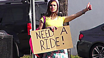 Stranded teen London Smith public fuck
