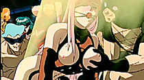 Chained hentai with a muzzle gets whipped